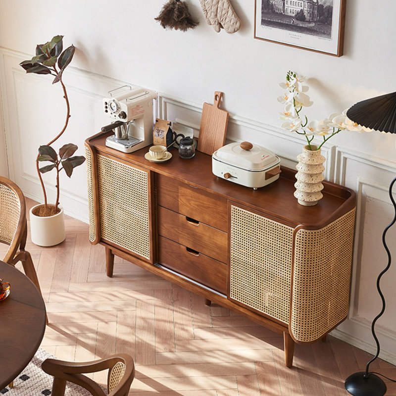 Mid-Century Modern Walnut Solid Wood Sideboard