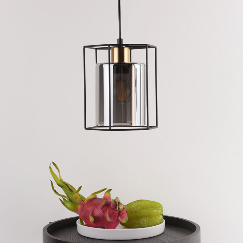 1 - Light Matte Black Caged Pendant