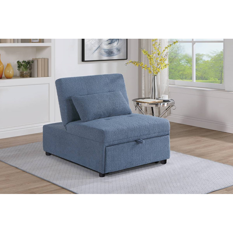 Canapé convertible rembourré H 34 po x l 32 po Evenie, Sherpa bleu gris