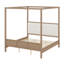 Lit à baldaquin contemporain en bois avec tête de lit rembourrée et structure robuste-130023701