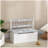 Qaba Toddler Toy Box Storage Bench with Large 27 L Interior, Kids Storage Bench Seat with Storage for Toddler Playroom Furniture, Kids Bedroom Furniture, Toy Organizer and Storage Bin, Gray
