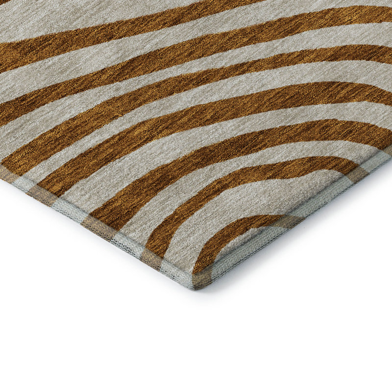 Premium Machine Washable Prisco Terracotta Rug, Rectangle 3' x 5'