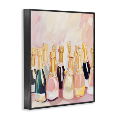 Blush Champagne Bottles Collection Framed Giclee, design by The Prints Vibe