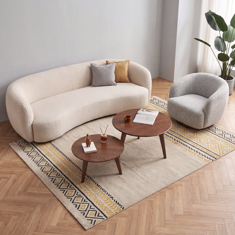 Table gigogne ronde en chêne massif MCM - chêne brun (ensemble de 2), Brown Oak