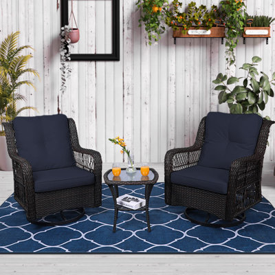 Innocenta Premium All-Weather Wicker 2 - Person Patio Conversation Set with Cushions