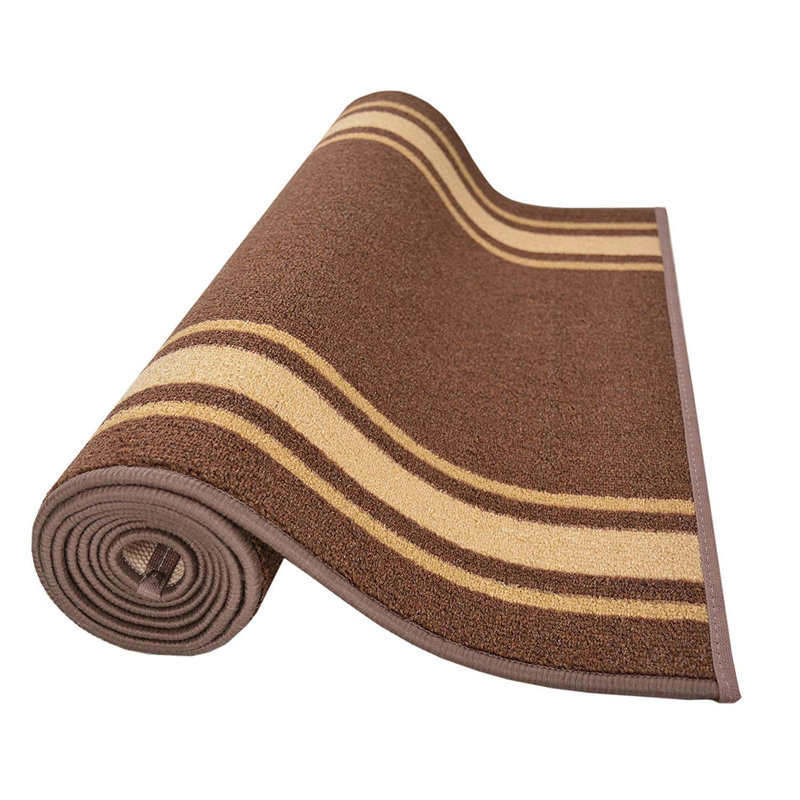 Tapis antidérapant brun uni à poils courts, Tapis de couloir 2 pi 8 po x 11 pi