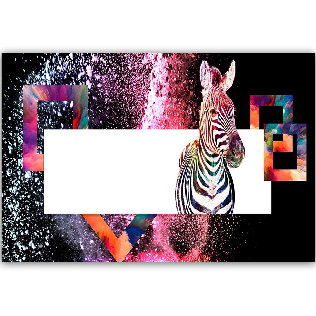 Leinwandbild Farbenfrohes Zebra 2