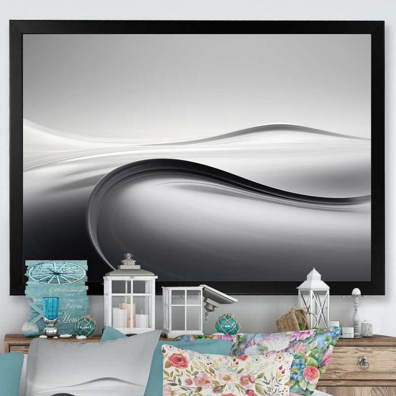 Silver Speed - décoration murale abstraite, H 24 po x l 32 po x P 1 po, Cadre simple noir