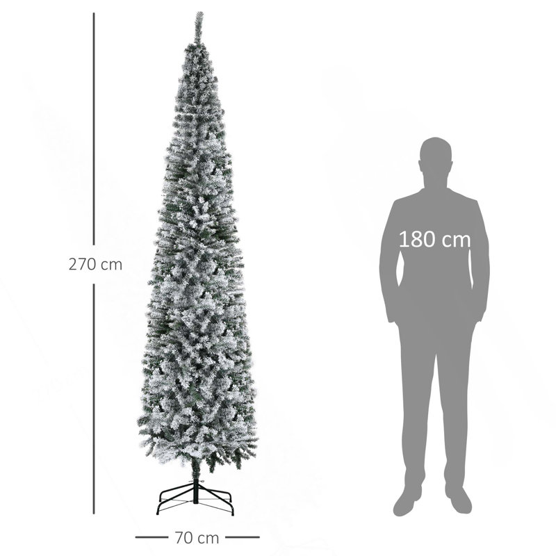 Arbre de Noël artificiel mince enneigé 9 pi avec 1014 pointes