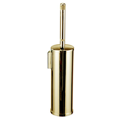 Mercer41 Zenor Metal Toilet Brush And Holder. Polished gold-golden crystals