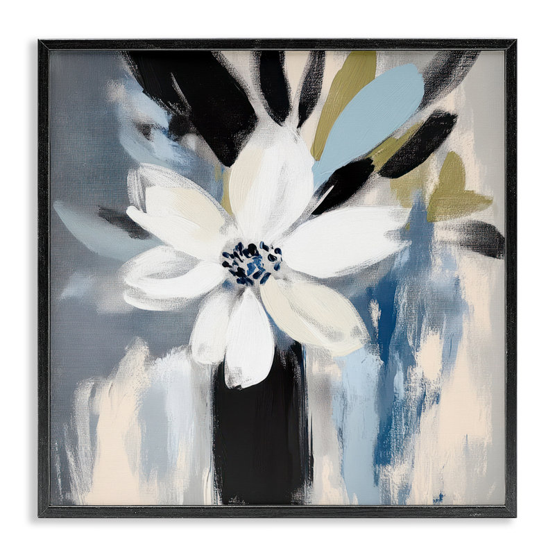 Vase à fleurs blanches intemporelles, estampe numérique, design par Mona Grace, Giclée encadrée noir minuit