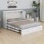 Armoire-lit escamotable pour grand lit escamotable avec tiroir de rangement, port USB, station de charge, cadre de lit escamotable en bois pour bureau à domicile ou petite pièce-85688878