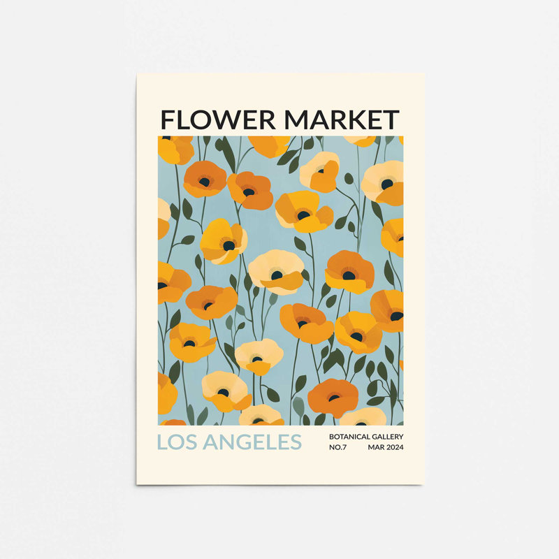 Imprimé du marché aux fleurs de Los Angeles , H 24 po x l 18 po x P 0,1 po, Impression sans cadre, Ne s’applique pas
