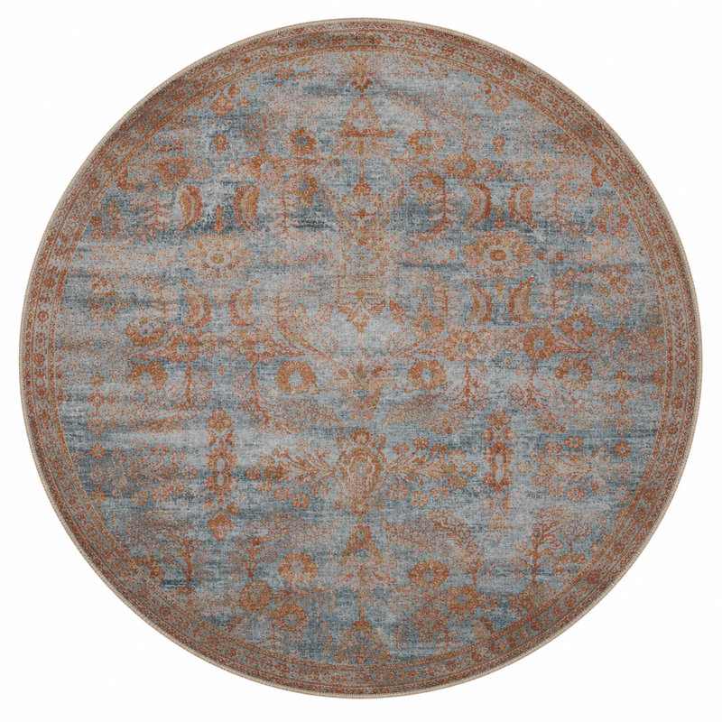 Tapis intérieur / extérieur bleu délavé Yazlin, Rectangle 5' x 8'