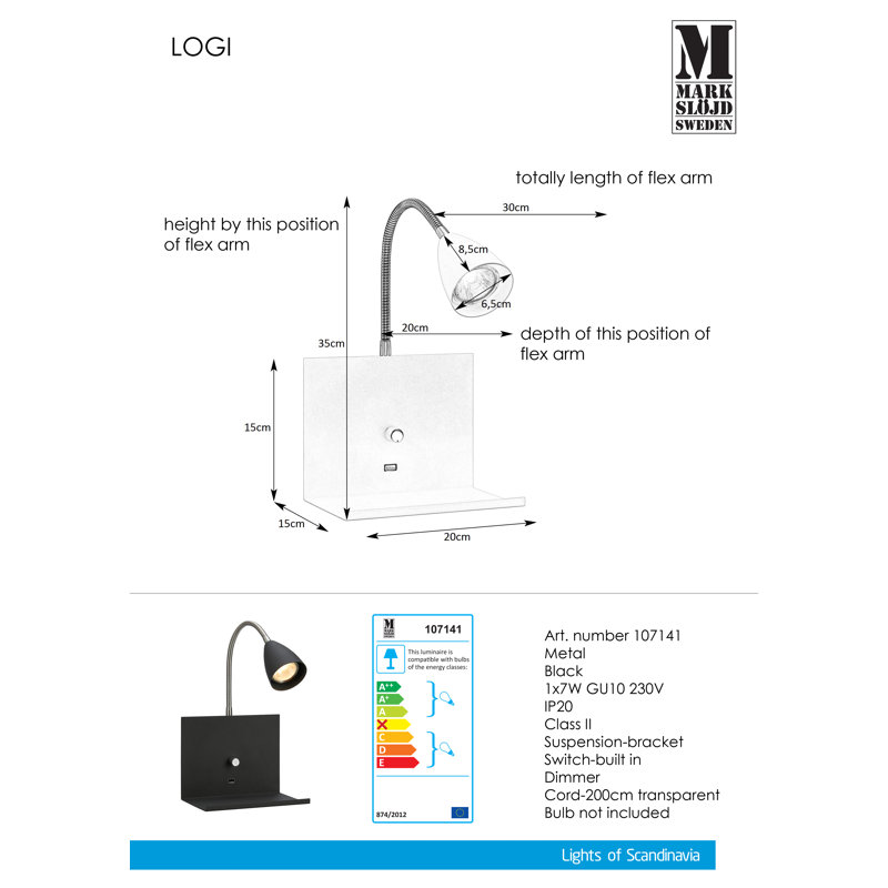 Daine Plug-in Spotlight, Black