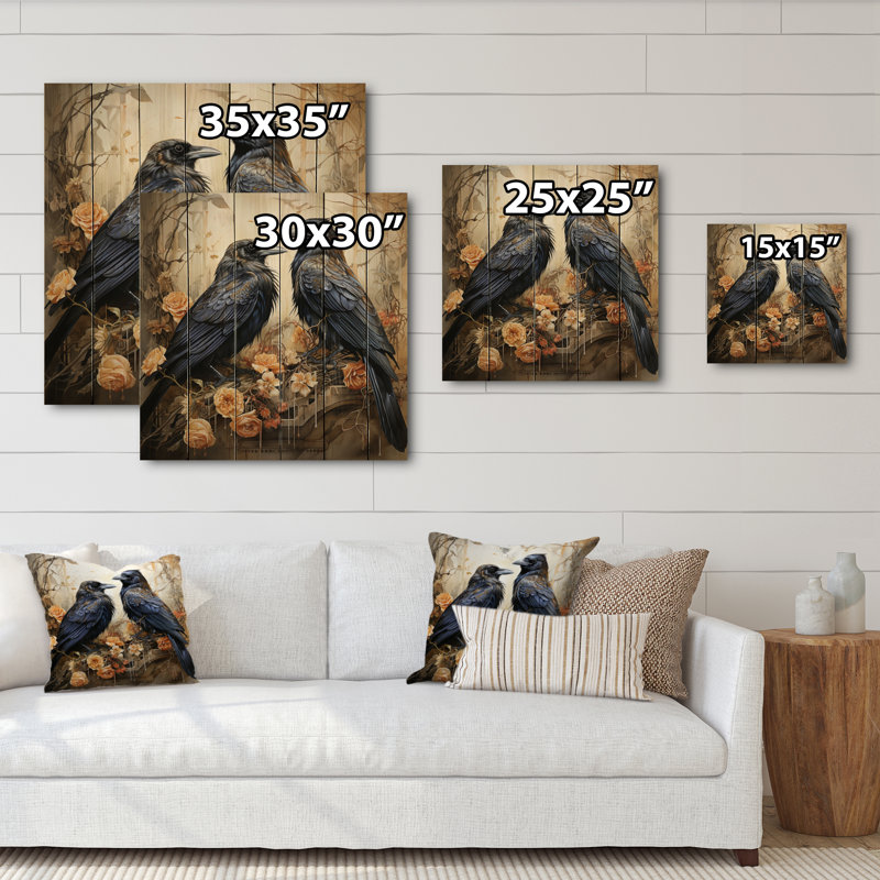 Jareka Crow Golden Regency I sur impression sur bois, H 15 po x l 15 po x P 0,78 po
