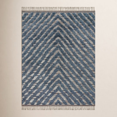 Benjamin Blue Hand-Knotted Chevron Rug