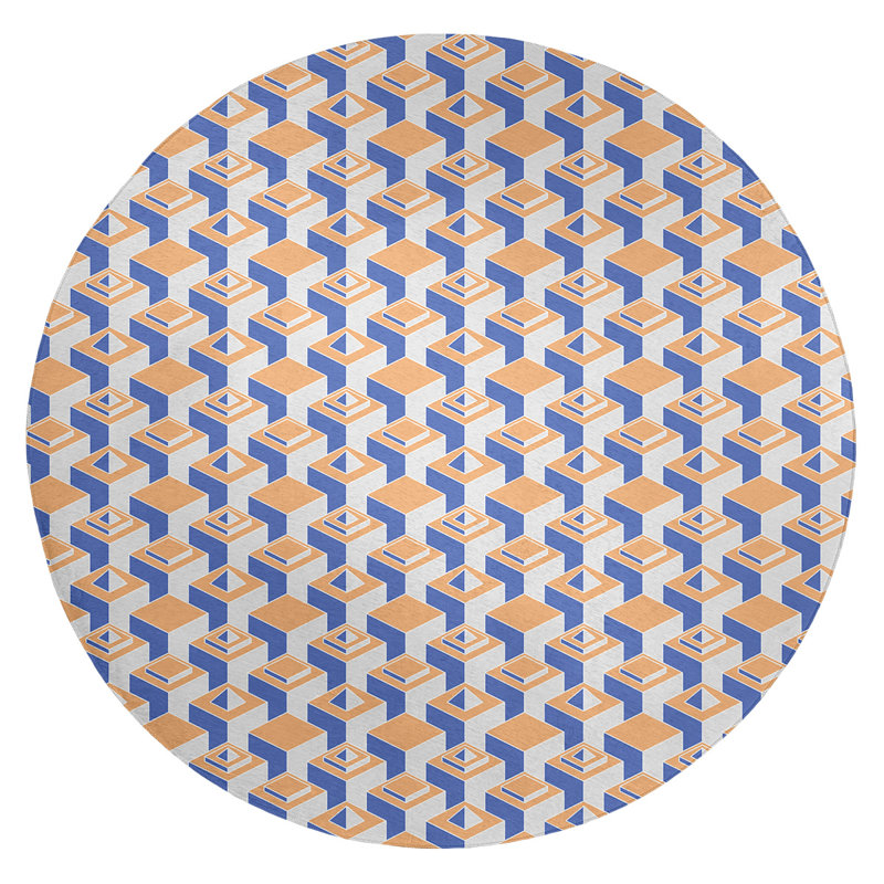 Tapis skyscrapers blue/orange area, Rond 5 pi