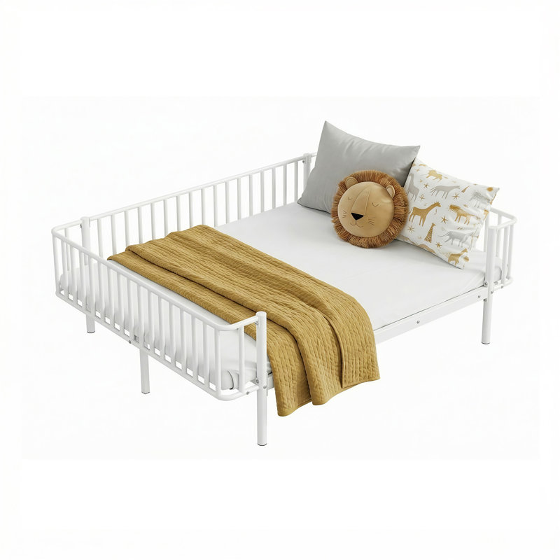 Full Size Metal Daybed , Sturdy Steel Slat Support Daybed Sofa, No Box Spring Needed, White, White, Full / Double