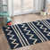 Krystyna Chevron Handmade Tufted Wool Navy/Ivory Area Rug