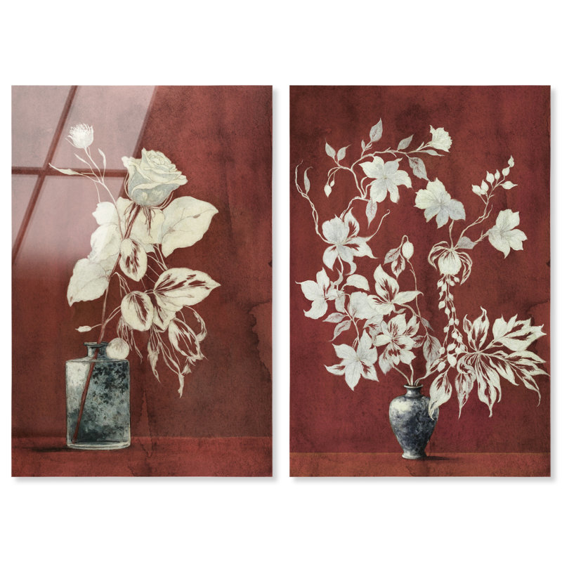Romance Vases Set High-Gloss Acrylic Glass Wall Art Floral & Botanical Print by Oliver Gal, Ready to Hang, 10 x 15