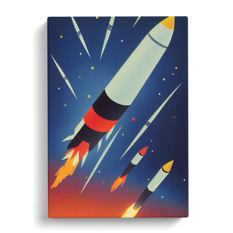 The Unbeatable Spaceship Rocket - Wrapped Canvas, 50cm H x 35cm W x 3cm D