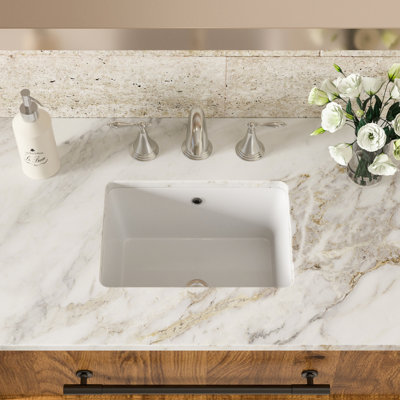 Modern Ceramic Rectangular Undermount Sink 18"X12" With Overflow - Stain-, Elegant Look For Different Places Smooth Various Settings