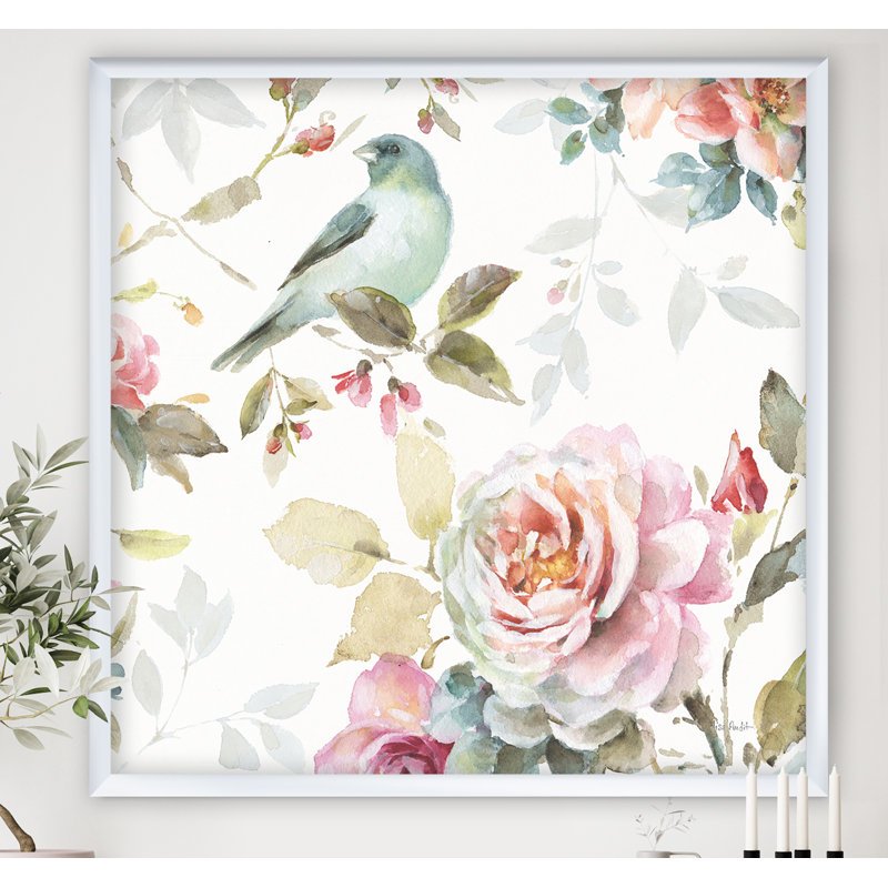 « magnifique oiseau amour ii », impression sur toile, Cadre blanc, H 16 po x l 16 po x P 1 po