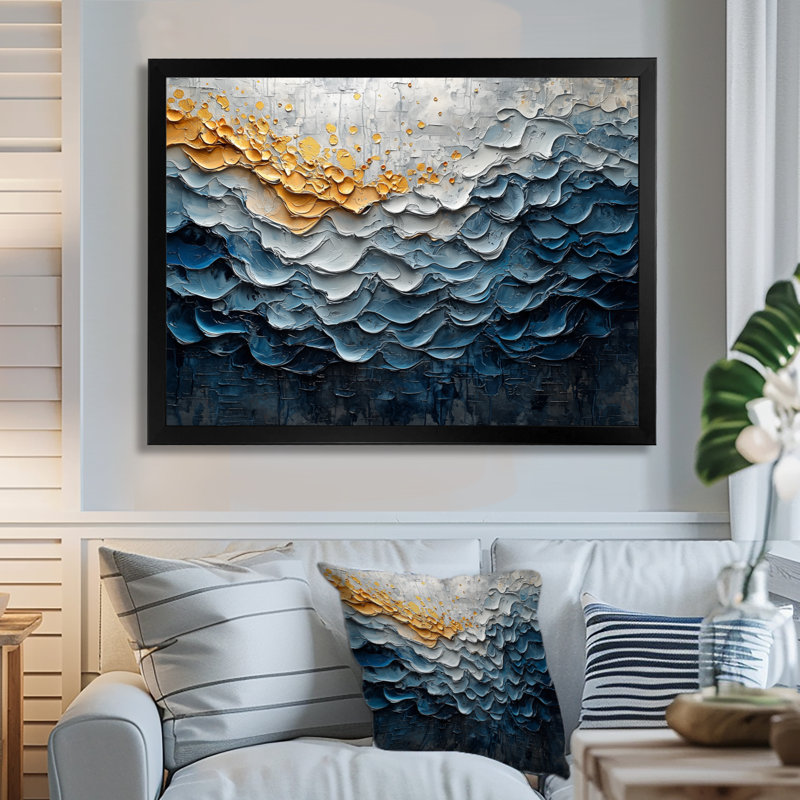 «Mosaic Of Waves Coastal Horizon II», art mural sur toile côtière, Reproduction encadrée d'une seule photo, H 30 po x l 40 po