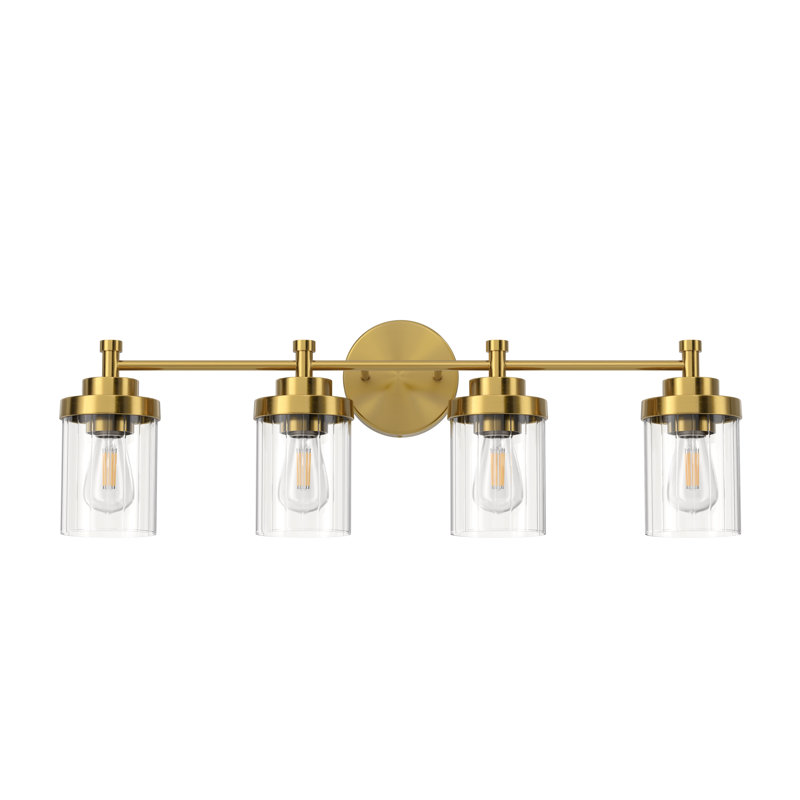 Crelake Dimmable Vanity Light, Matte Black/Antique Brass, 4