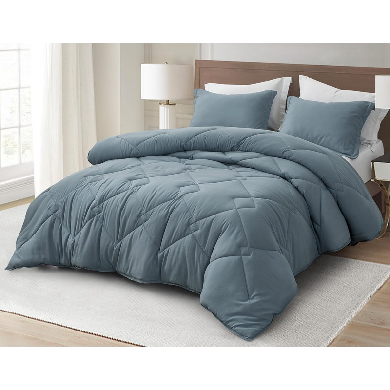 Logan Standard Comforter, Twin Extra Long Comforter + 1 Standard Sham, Dusty Blue