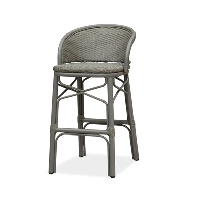 Tabouret de bar extérieur en rotin PE style campagne française PURPLE LEAF avec accoudoirs ergonomiques (1 chaise)
