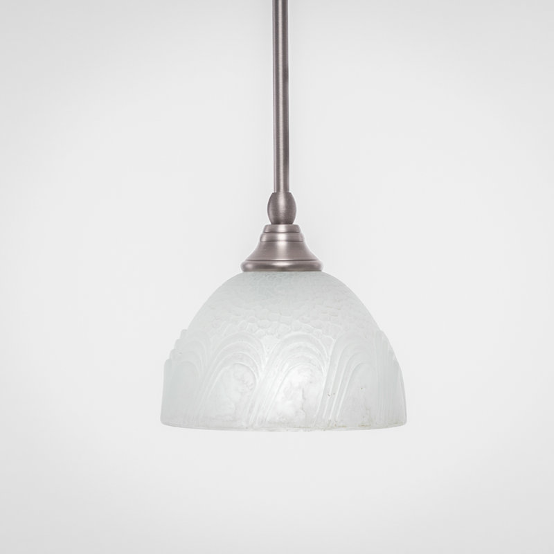 Luminaire suspendu en forme de dôme à 1 lumière Bober, Nickel brossé, H 6,5 po x l 7 po x P 7 po