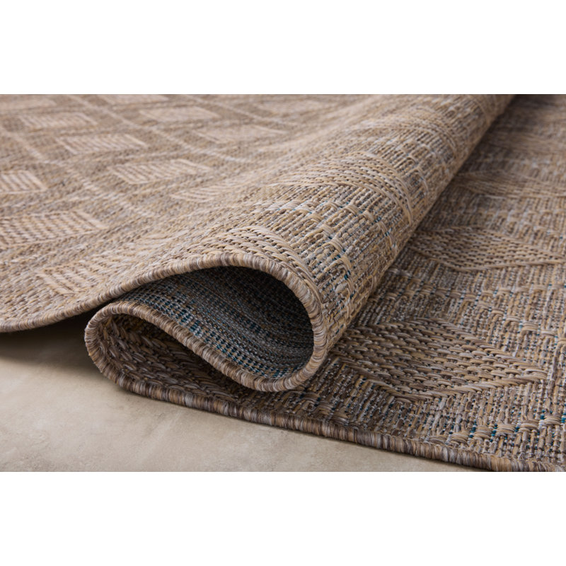 Amber Lewis x Loloi Indoor / Outdoor Topanga Natural / Mist Area Rug, Rectangle 9'2" x 12'