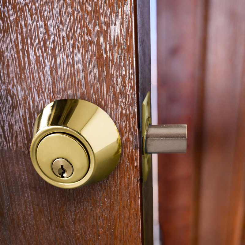 Single Cylinder Deadbolt, Polished Brass
