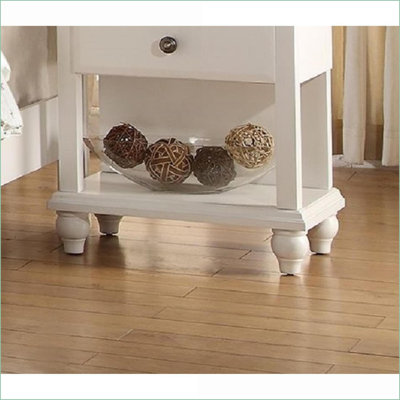 Table de chevet moderne en bois blanc avec 1 tiroir & amp; Tablette ouverte
