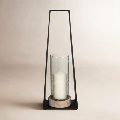 Sagebrook Home's Elegant Glass Candle Holder In Clear - Stylish Metal & Wood, Fits Standard Tealights, Adds Warmth To Any Room
