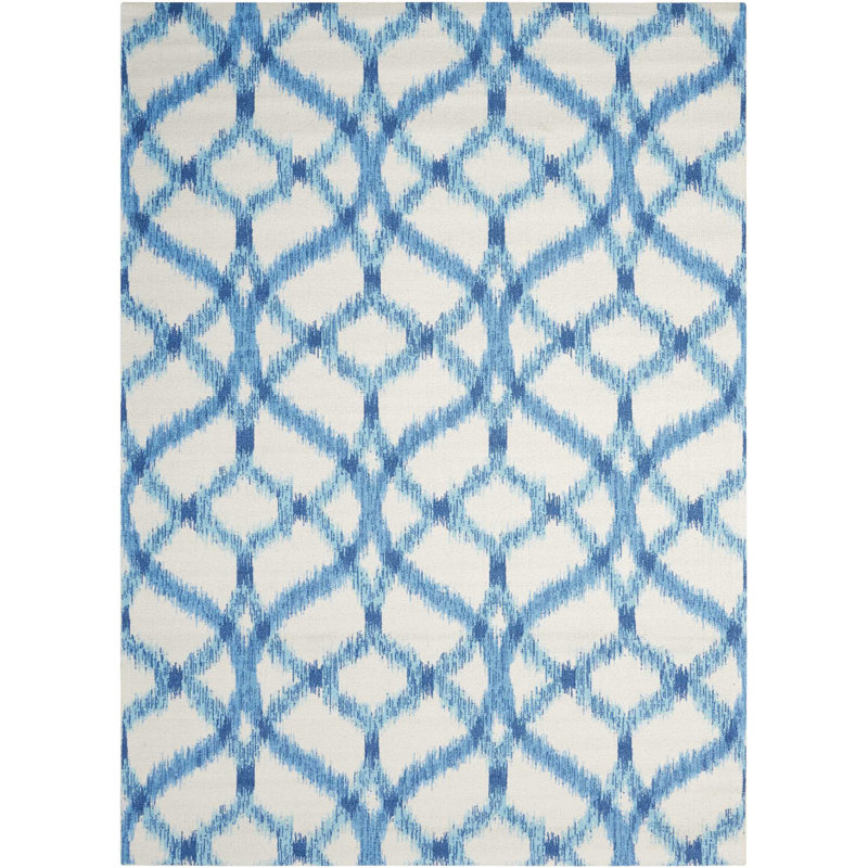 Tapis bleu / ivoire Quinton, Rectangle 5 pi 3 po x 7 pi 5 po
