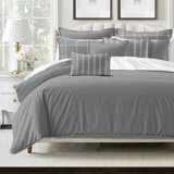 Shay Solid Grey Cotton Comforter Set  8 Piece