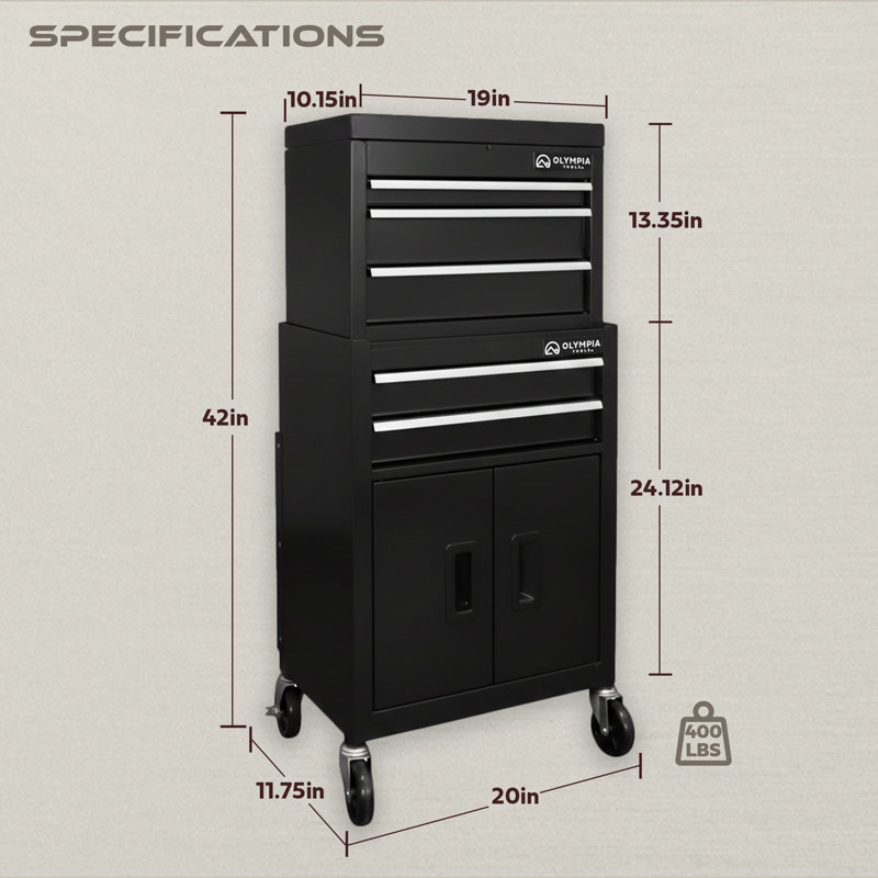  27 Inch Rolling Tool Cabinet with 4 Drawers, Locking Storage