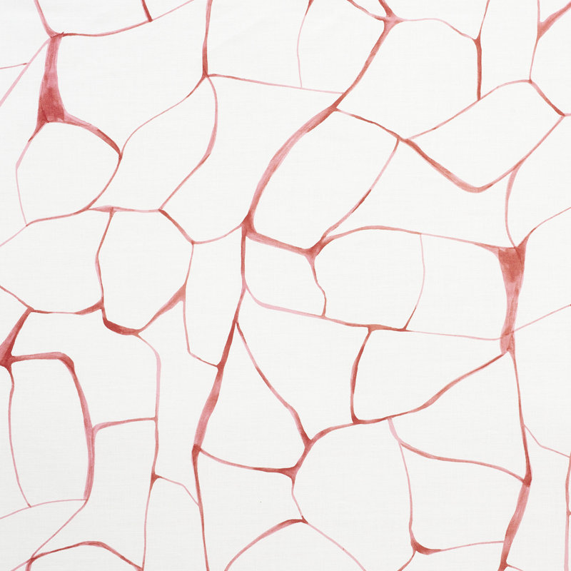 Schumacher x Porter Teleo Filigree Fabric, Coral