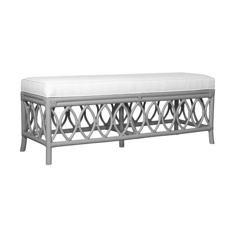 Lillian Rattan Geometric Bench, Light Gray
