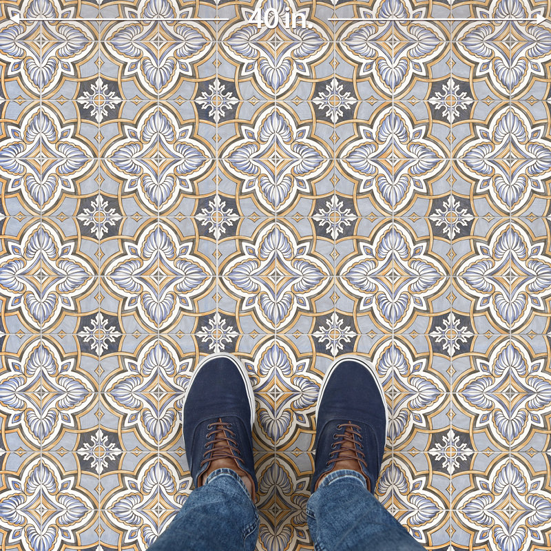 Harmonia 13" x 13" Ceramic Patterned Wall & Floor Tile, Blue