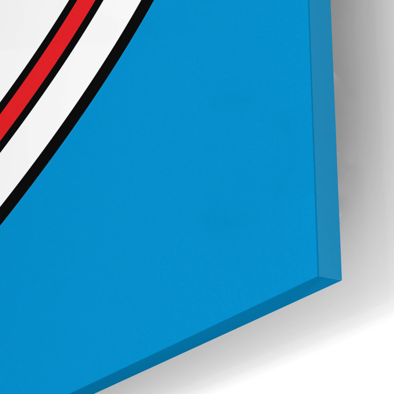 «Red Coffee Cup On Blue» par Ron Magnes, H 12 po x l 12 po x P 0,13 po