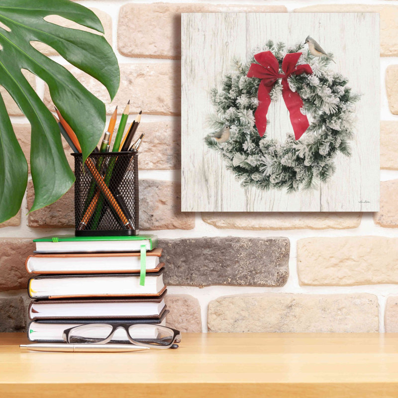 «Titmouse Christmas Wreath» par Lori Deiter, art mural sur toile, H 12 po x l 12 po x P 0,75 po