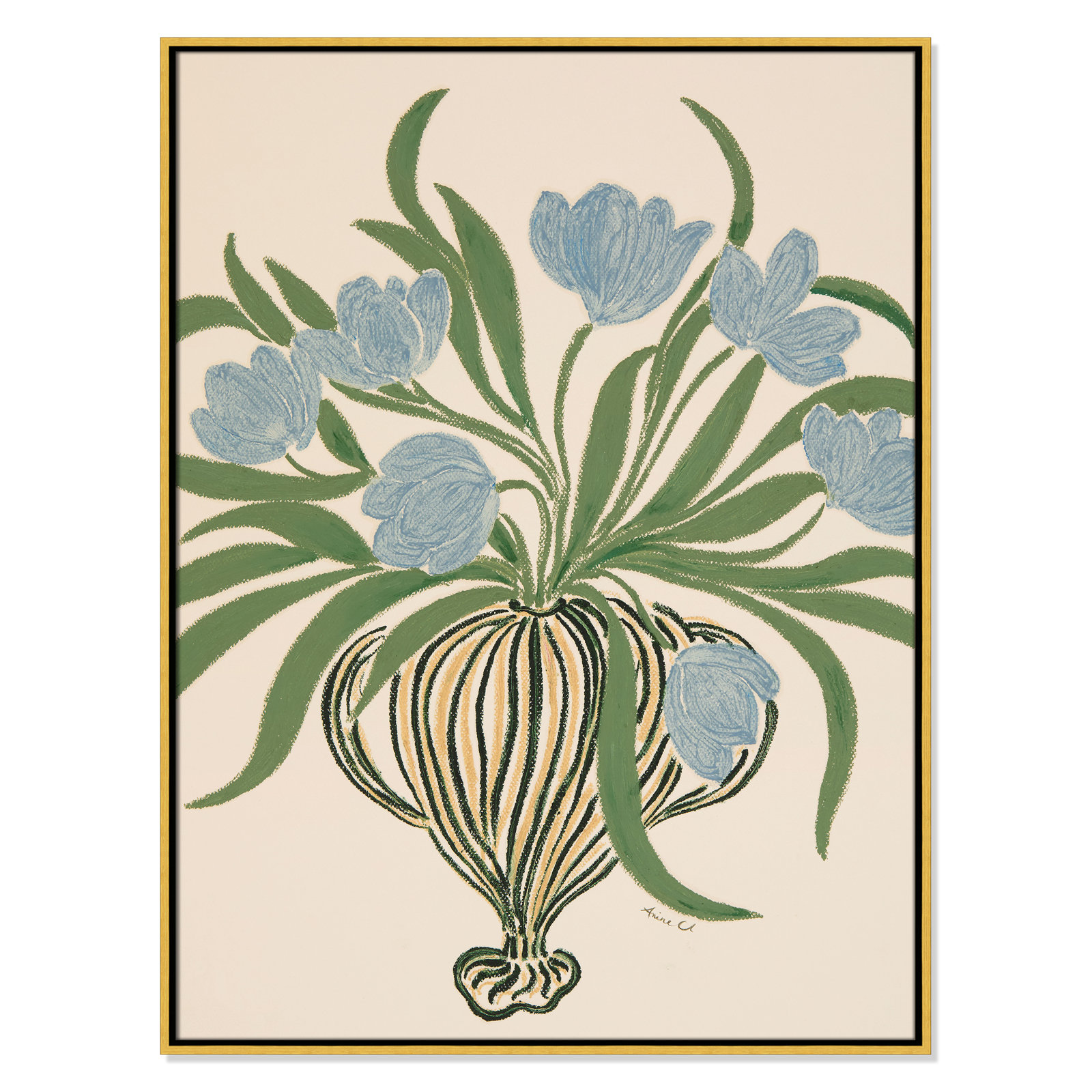 Colette "La Poire Blue Tulips" Print, 41.5" H x 31.5" W, Gold