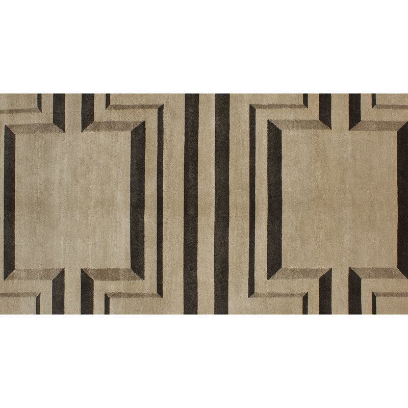 Geometric Area Rug in Black/Sand, Rectangle 6' x 9'