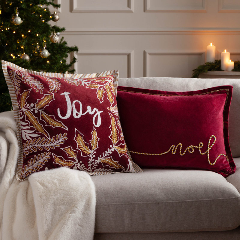 Winter Joy Abstract Red Square Cushion