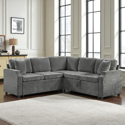 L-Shaped Sectional Sofa Bed With Storage