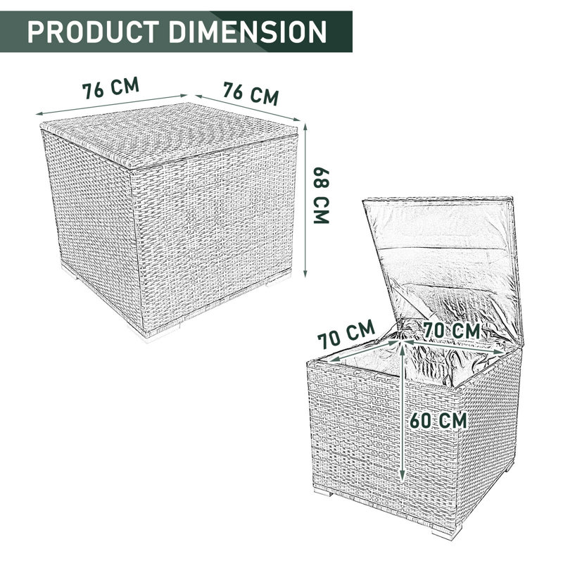 17 Stories Lyndyn 76cm W 88L Water Resistant Wicker Deck Box, Mix Brown